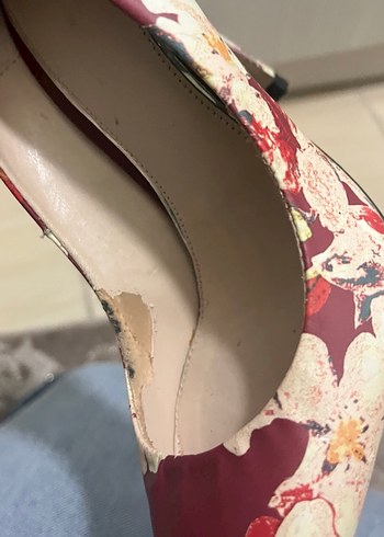 Çiçek Desenli Pastel Stiletto Topuklu Kadın Ayakkabı - Görsel 4