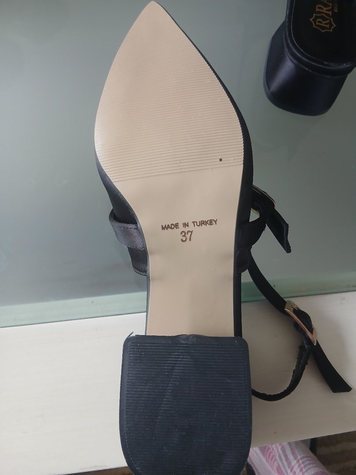 Klasik Siyah saten metal Tokalı Topuklu Kadın Ayakkabı - Görsel 5