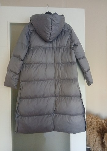 çıt çıtlı Gri Uzun Kadın Kışlık Mont kaban m/L - Görsel 5