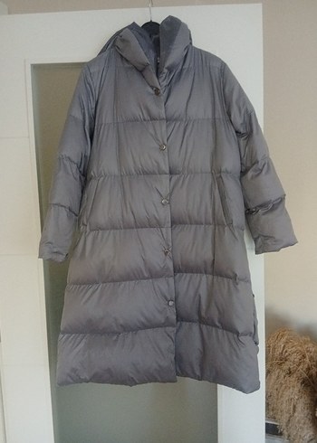 çıt çıtlı Gri Uzun Kadın Kışlık Mont kaban m/L - Görsel 2