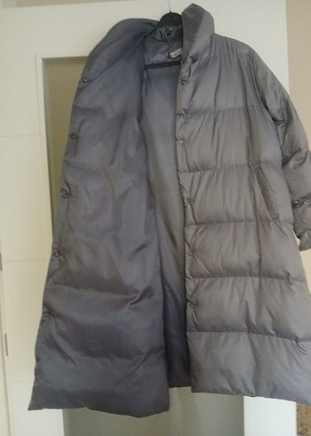 çıt çıtlı Gri Uzun Kadın Kışlık Mont kaban m/L - Görsel 3