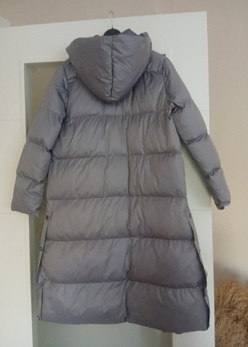 çıt çıtlı Gri Uzun Kadın Kışlık Mont kaban m/L - Görsel 4
