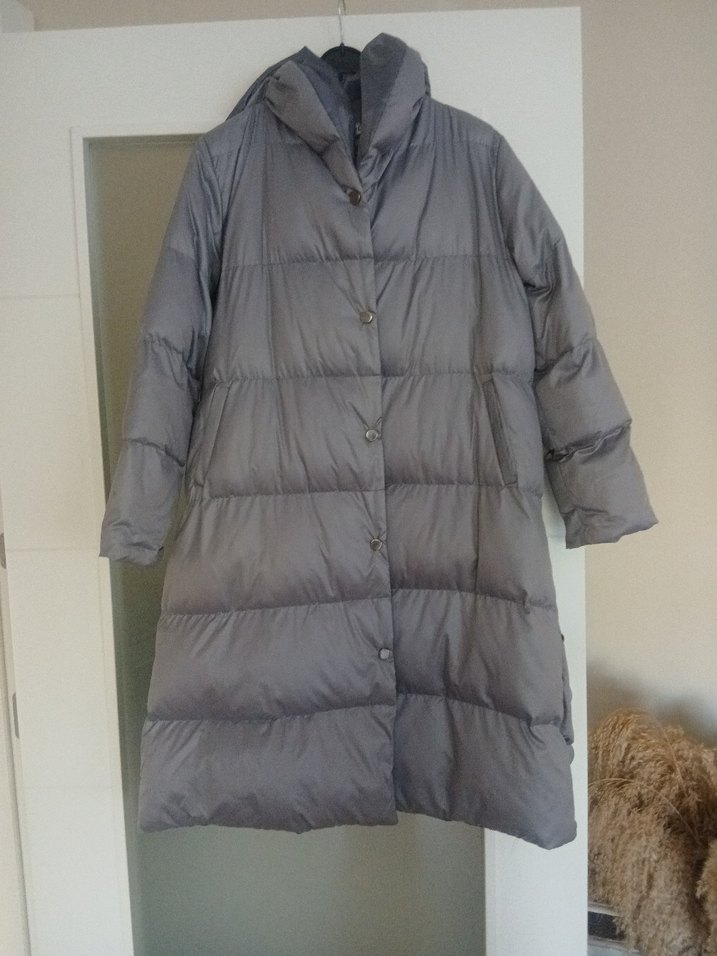 çıt çıtlı Gri Uzun Kadın Kışlık Mont kaban m/L - Görsel 2