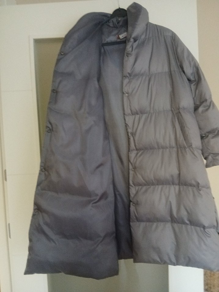 çıt çıtlı Gri Uzun Kadın Kışlık Mont kaban m/L - Görsel 3