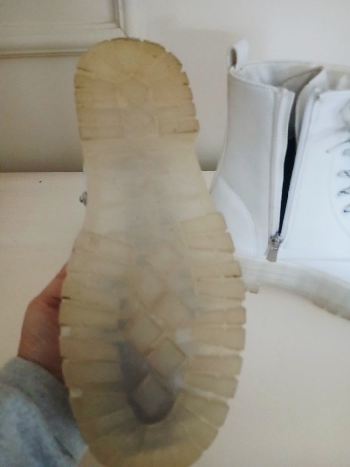 şeffaf Tabanlı Beyaz Bağcıklı Kadın Bot,postal - Görsel 3