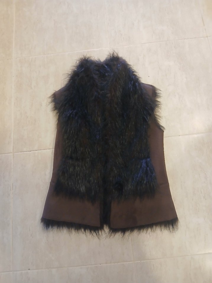 Kahverengi Süet Kürklü Kadın Yelek - Görsel 3