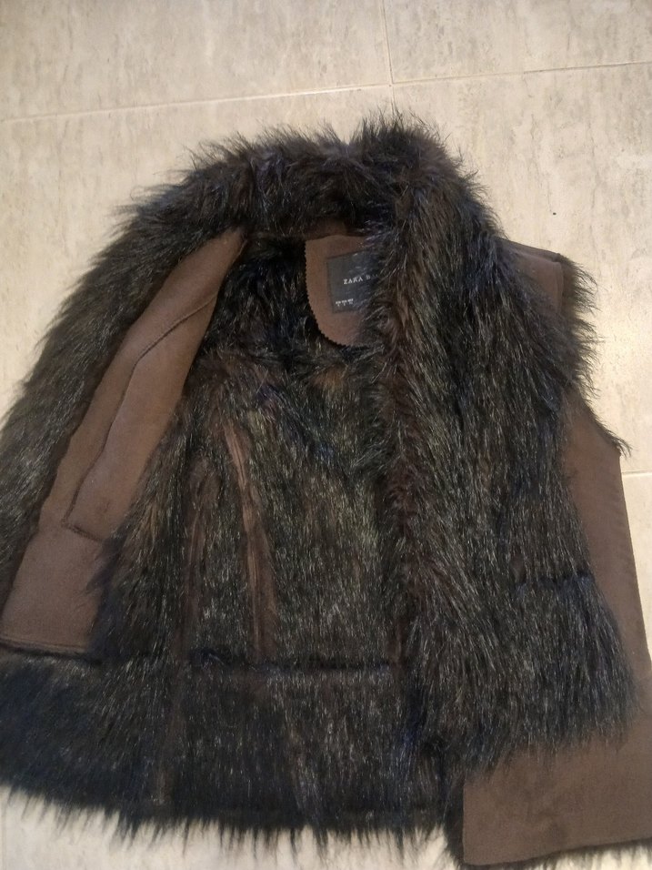 Kahverengi Süet Kürklü Kadın Yelek - Görsel 2