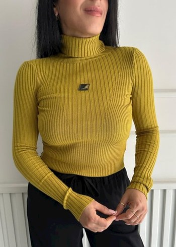 Yağ yeşili Kadın Triko Balıkçı Yaka Kazak - Görsel 3