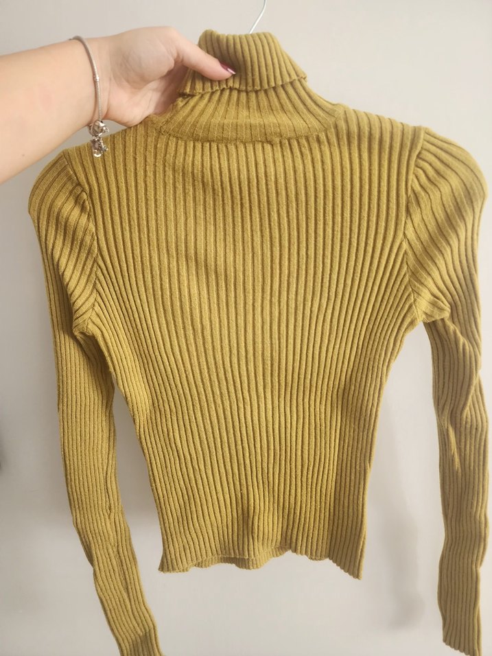 Yağ yeşili Kadın Triko Balıkçı Yaka Kazak - Görsel 2