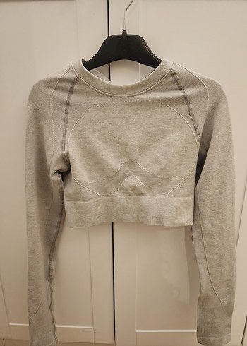 Kadın Gri Uzun Kollu Gymshark Spor üst - Görsel 2