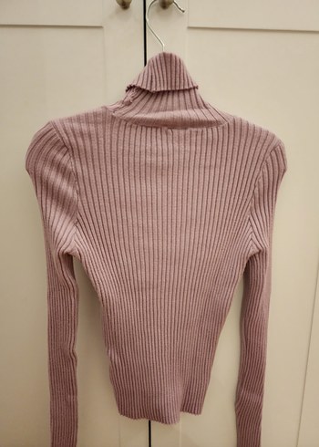 pembe lila triko boğazlı Kadın Kazak - Görsel 2