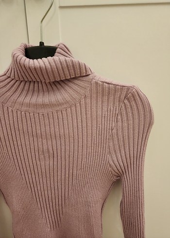 pembe lila triko boğazlı Kadın Kazak - Görsel 4