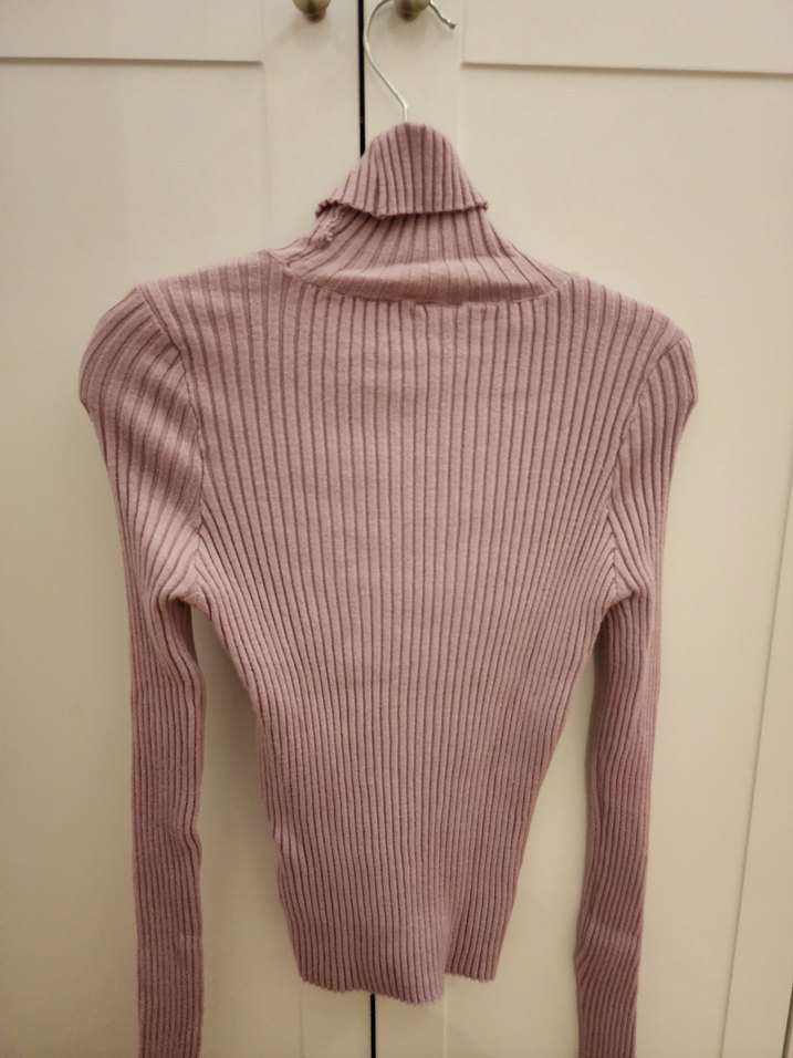 pembe lila triko boğazlı Kadın Kazak - Görsel 2