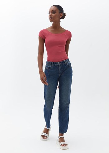 Oxxo Siyah Kayık Yaka Tişört - Görsel 6