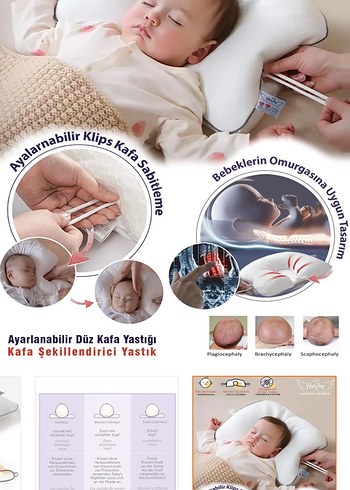 Bebek Kafa Şekillendirici Beyaz Yastık - Görsel 3