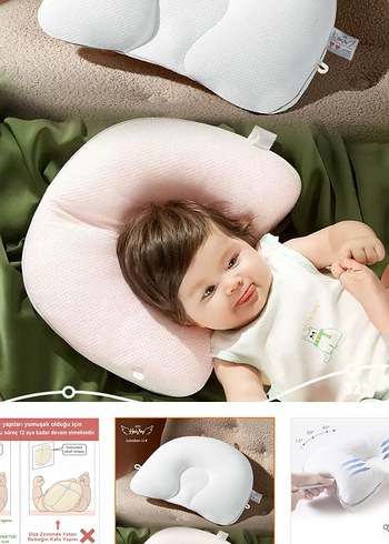Bebek Kafa Şekillendirici Beyaz Yastık - Görsel 2