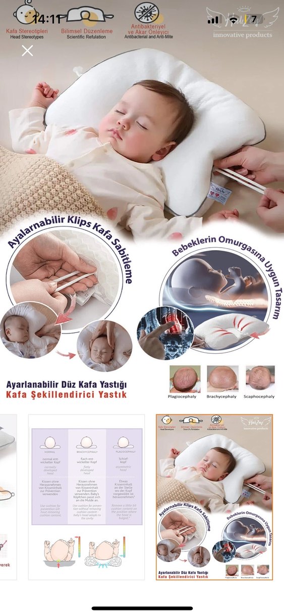 Bebek Kafa Şekillendirici Beyaz Yastık - Görsel 3