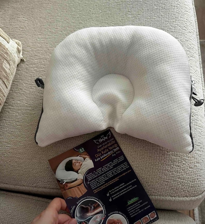 Bebek Kafa Şekillendirici Beyaz Yastık - Görsel 5