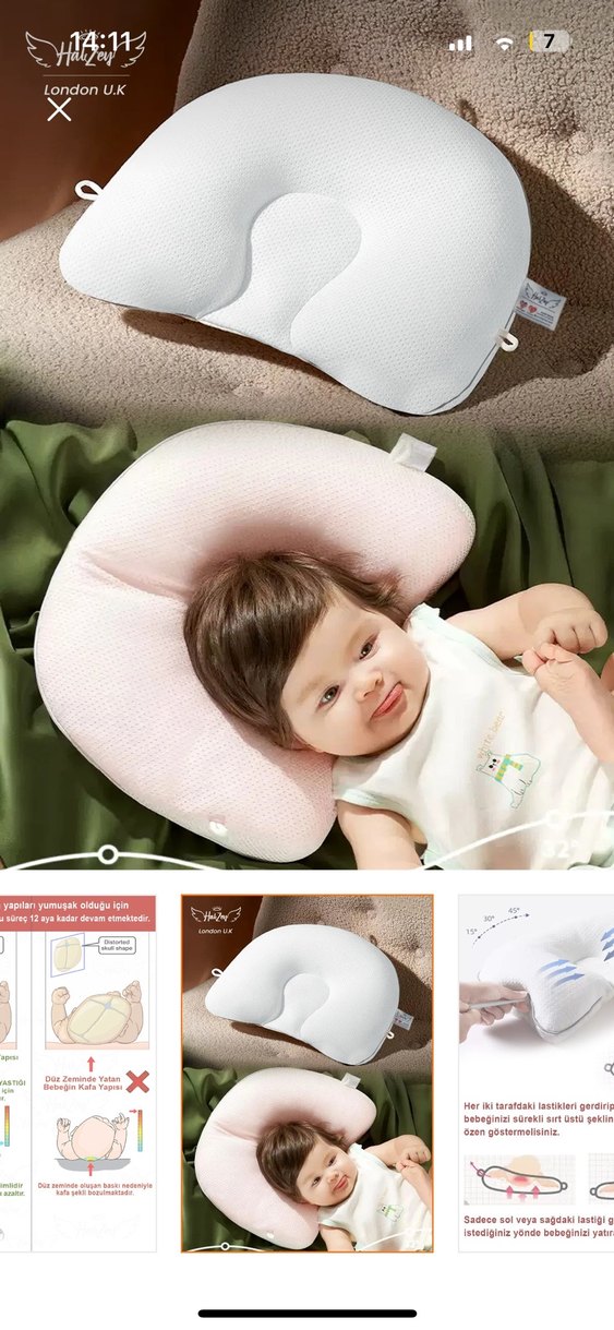 Bebek Kafa Şekillendirici Beyaz Yastık - Görsel 2