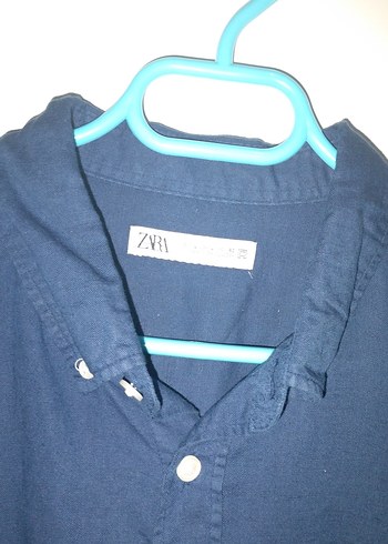 ZARA Düğmeli Lacivert Denim Erkek Gömlek - Görsel 2