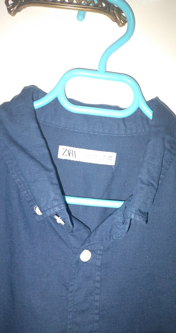 ZARA Düğmeli Lacivert Denim Erkek Gömlek - Görsel 2