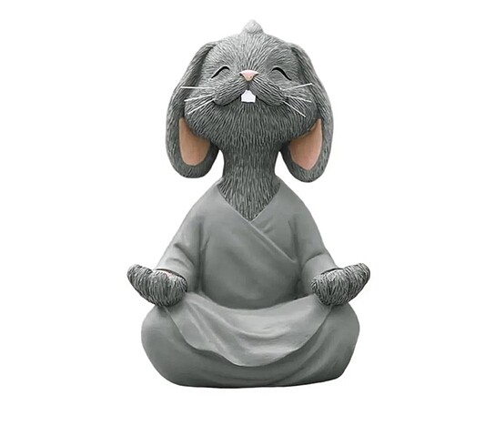 Beden beyaz Renk Meditasyon yapan Tavşan Biblo