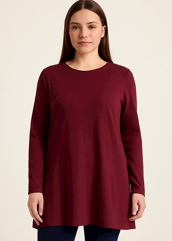 Bordo Günlük Penye Tunik %100 Pamuk