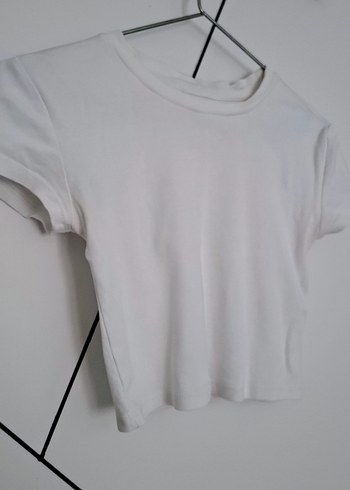s Beden beyaz Renk Beyaz Basic Penye Crop Top