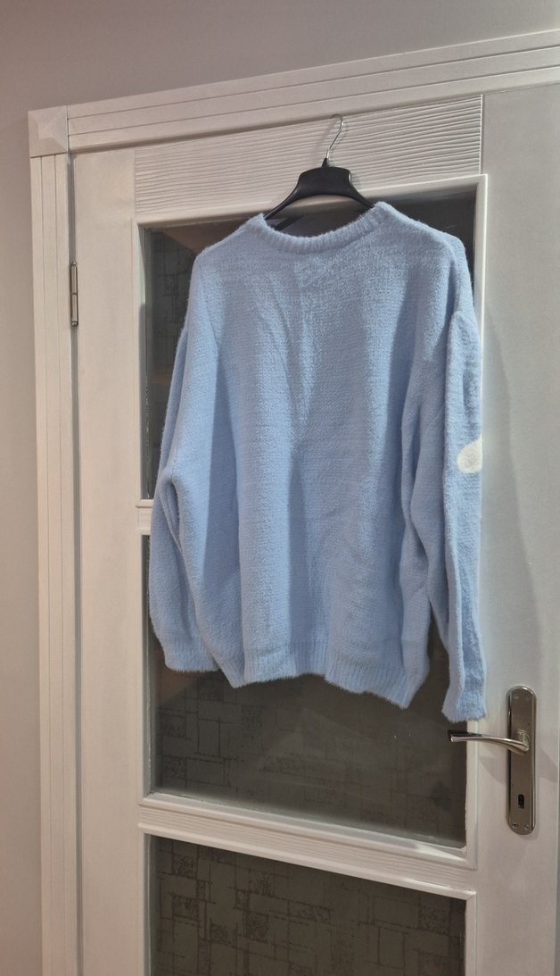 Mavi Bağlama Desenli Uzun Kollu erkek Kazak - Görsel 3