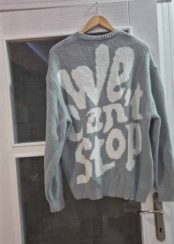 Gri Örgü Yün erkek Kazak, Salaş Kesim - Görsel 2