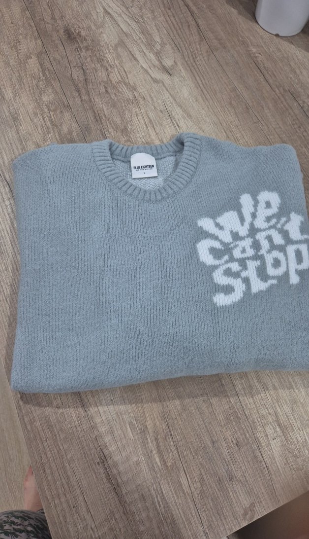 Gri Örgü Yün erkek Kazak, Salaş Kesim - Görsel 5