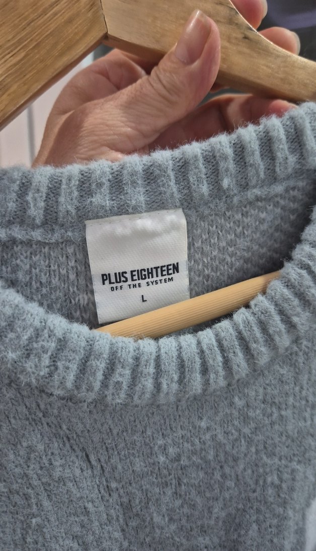 Gri Örgü Yün erkek Kazak, Salaş Kesim - Görsel 3