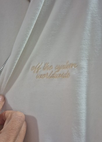 Beyaz Yüksek Yakalı erkek  Fermuarlı eşofman takımı - Görsel 6