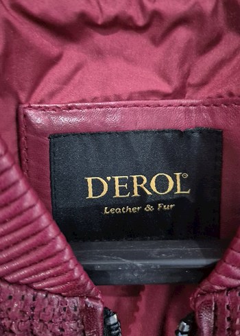 Bordo Erkek Deri Fermuarlı Ceket - Görsel 3