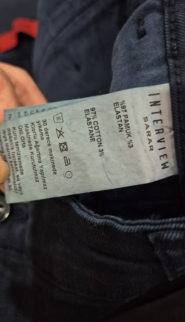 Erkek Lacivert Kemerli Denim Pantolon - Görsel 4