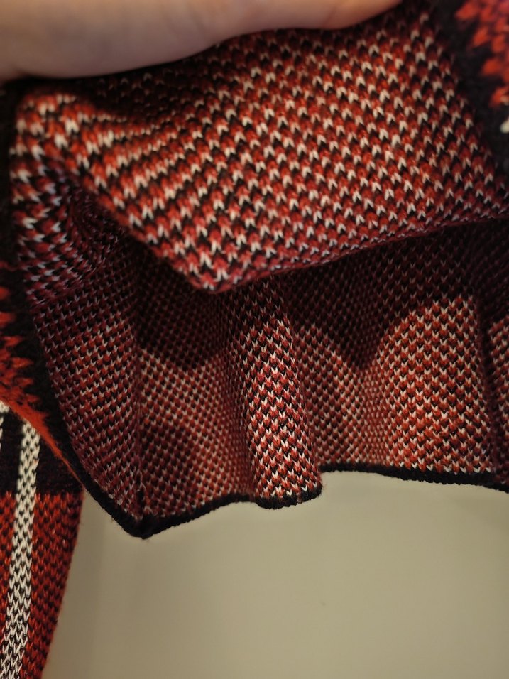 Kırmızı Ekose Desenli Triko Kadın Kazak - Görsel 5