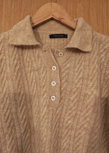 Bej polo yaka Triko Kazak - Görsel 3