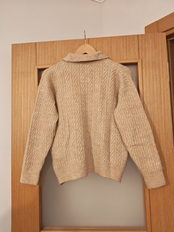 Bej polo yaka Triko Kazak - Görsel 2