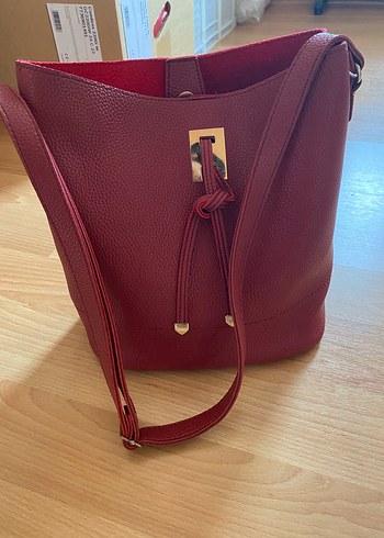 Kırmızı Süet Fermuarlı Bohem Kadın Çanta - Görsel 2