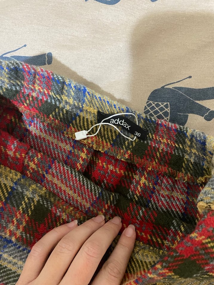 Addax Kadın Midi Ekose Etek - Görsel 2