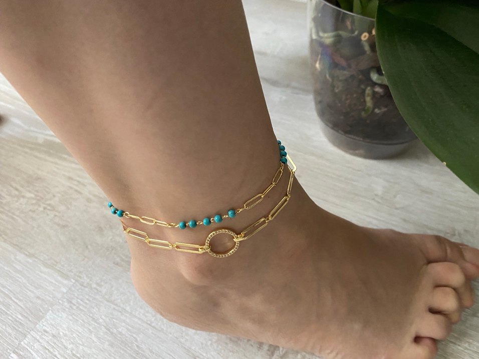 1 numaralı mavi zincir halhal - Görsel 2