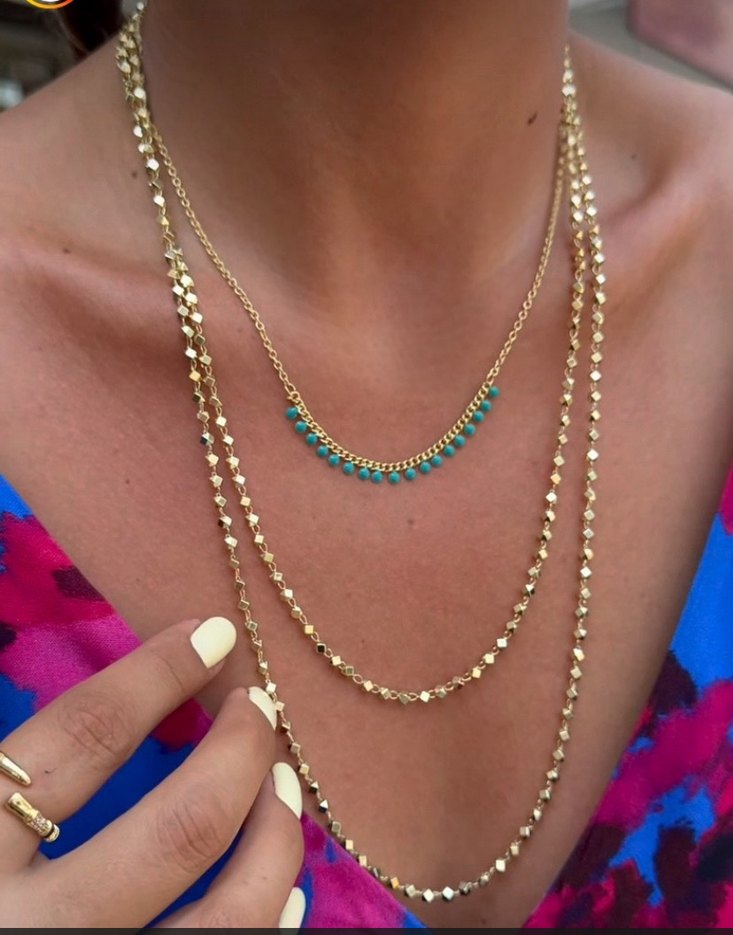 Turkuaz Mini Zincir Detaylı Kadın Kolye - Görsel 3