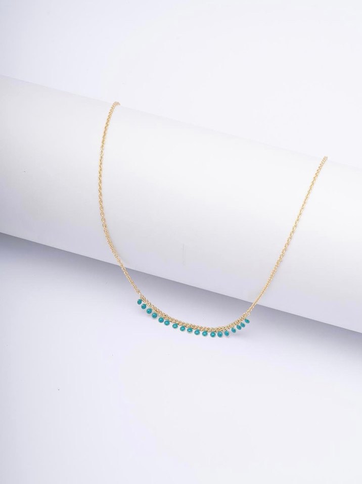 Turkuaz Mini Zincir Detaylı Kadın Kolye - Görsel 2