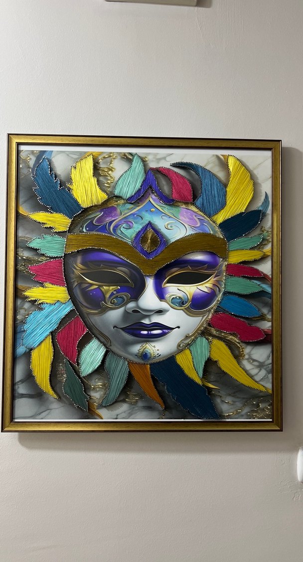 Renkli Tüy Detaylı Kadın Maskesi Dekoru - Görsel 4