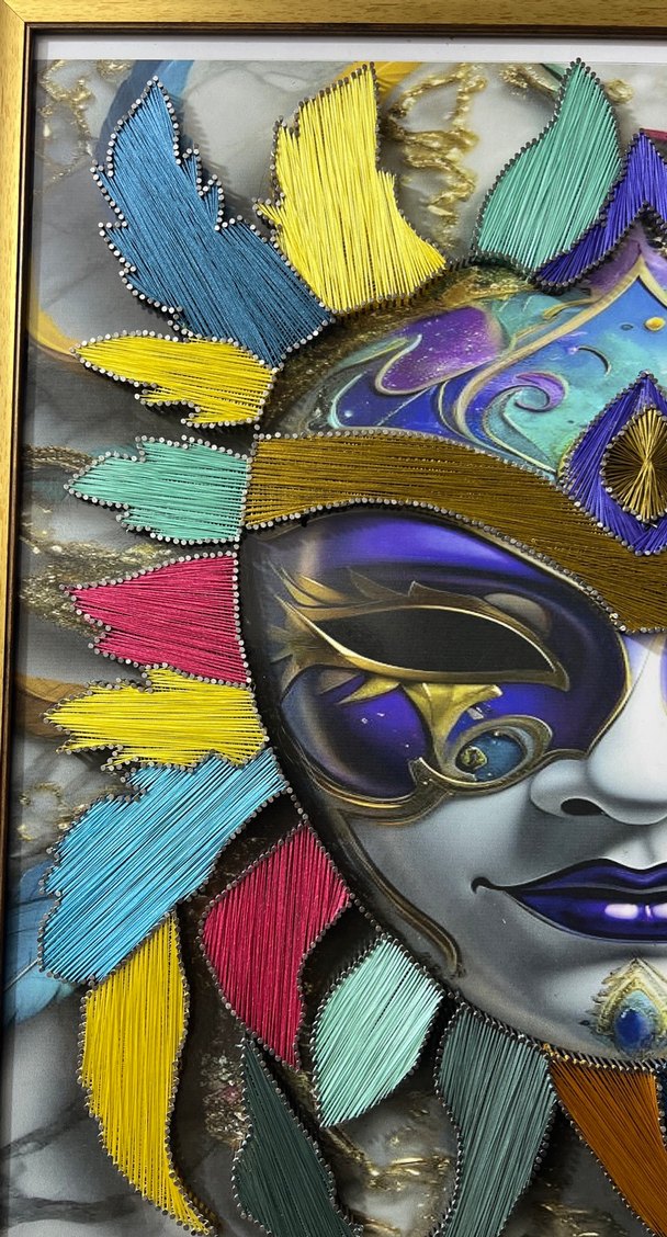 Renkli Tüy Detaylı Kadın Maskesi Dekoru - Görsel 2