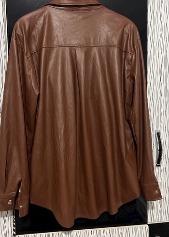 Düğmeli Kahverengi Deri Kadın Ceket - Görsel 4