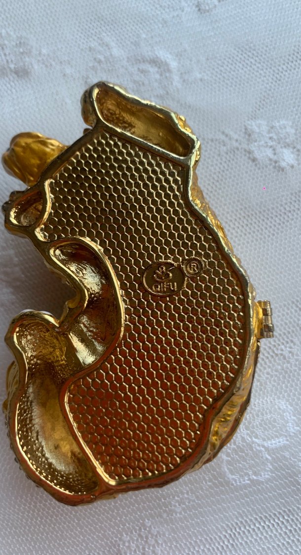 Parlak Altın Renkli Yatan Köpek Biblo ve mücevher kutusu - Görsel 3