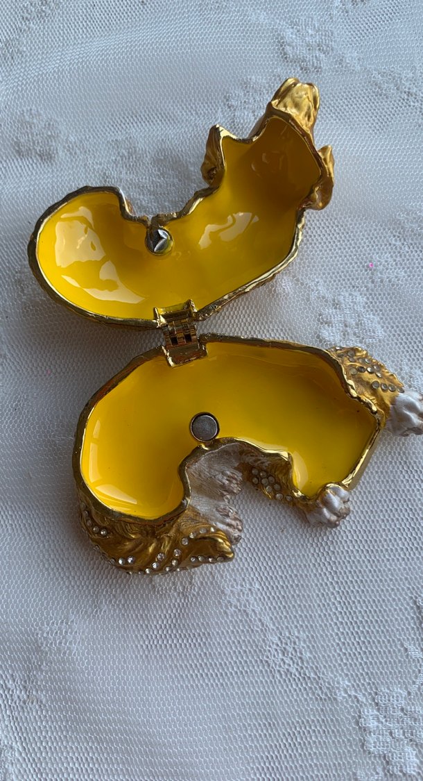 Parlak Altın Renkli Yatan Köpek Biblo ve mücevher kutusu - Görsel 5