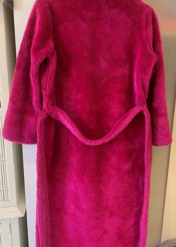Fuşya Uzun Peluş Kadın Kaban - Görsel 3