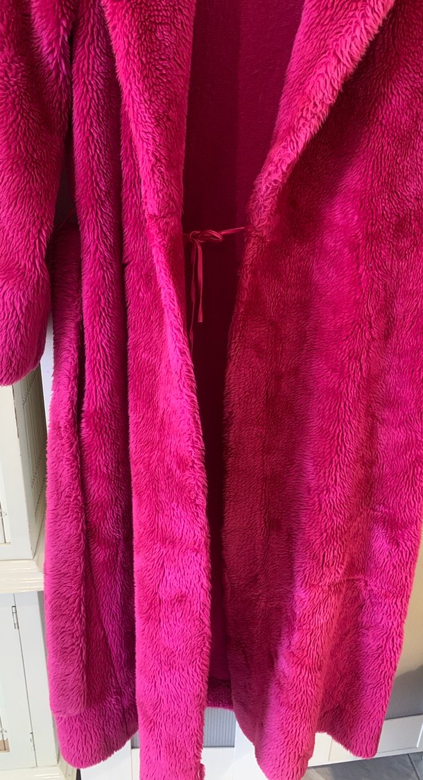 Fuşya Uzun Peluş Kadın Kaban - Görsel 2